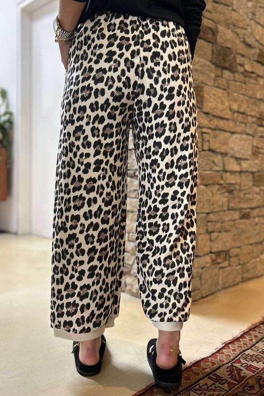 The Scamp Leopard Demi Bloom Pant Ecru